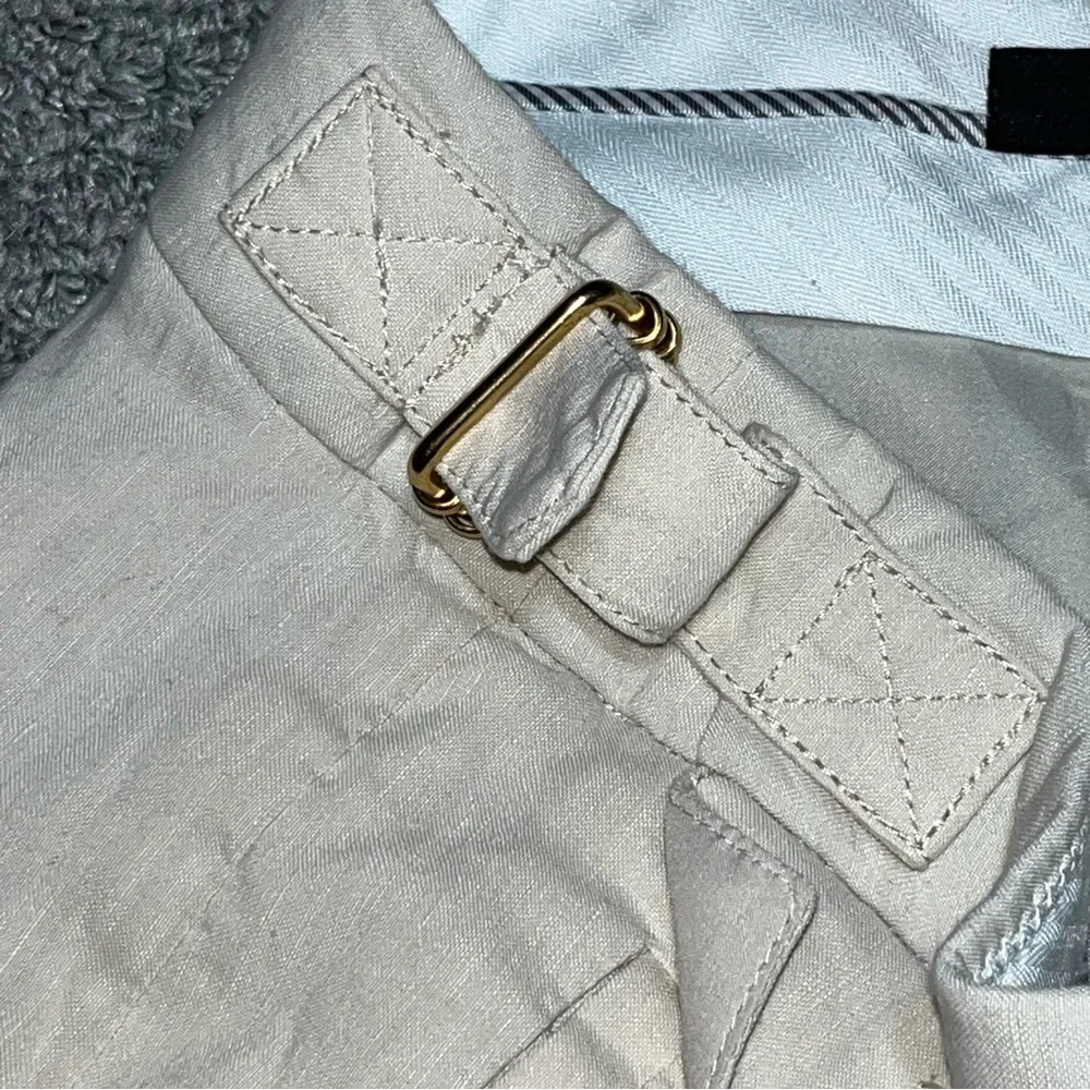 J Crew Linen Blend Mario Bellucci Pants Womens Size 2 Tan Italian Straight Leg - Picture 7 of 12